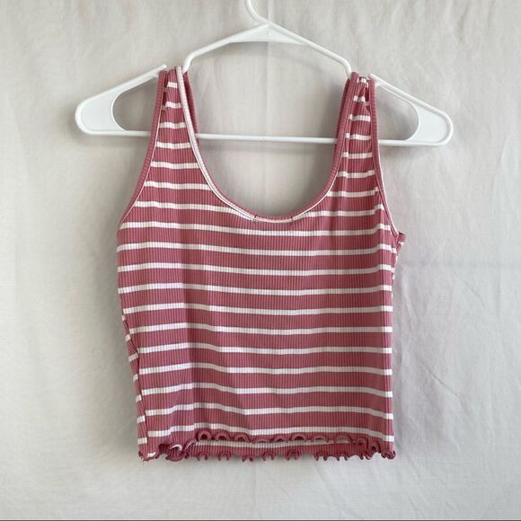 Juniors XL salmon and white crop tank - Picture 3 of 4
